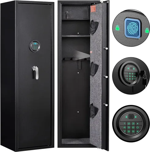 Vista 11 de Marcree 2-3 cajas fuertes para pistolas y rifle casero, caja fuerte digital para rifle con estante extraíble, gabinete de armas para rifles