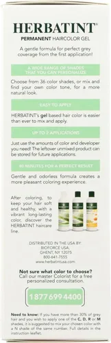 Vista 2 de Herbatint Gel permanente para teñir el cabello a base de hierbas con aloe vera, rubio ceniza 7C, 4.56 onzas (paquete de 2)