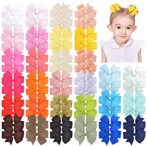 Vista 9 de Choicbaby Lazos para el cabello de 3 pulgadas para niñas, cinta de grogrén, accesorios para el cabello con lazo de clip de cocodrilo para niñas