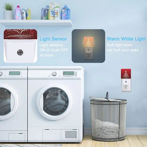Vista 6 de Luz nocturna enchufable para árbol de Navidad con sensor automático de anochecer a amanecer, luces nocturnas cálidas para niños y niñas, dormitorio