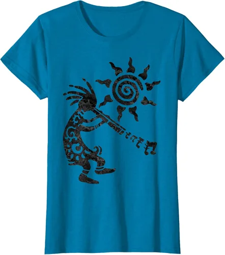 Vista 70 de Native American Kokopelli Musican With Flute 2 - Camiseta divertida para fanáticos, Blanco, S