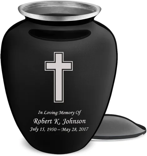 Vista 10 de Geturns Embrace - Urnas de cremación cruzadas personalizadas para adultos para cenizas humanas, urna funeraria grande negra para mujeres y hombres
