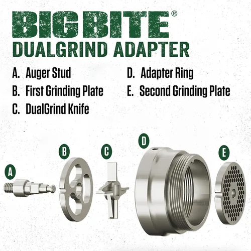Vista 2 de LEM Products 8 Adaptador DualGrind, accesorio para picadora de carne de acero inoxidable, ideal para uso regular