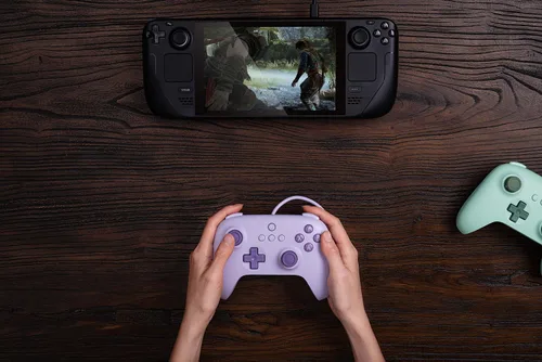 Vista 7 de 8Bitdo Ultimate C Wired Controller with Trobo Function and Rumble Vibration for PC Windows, Android, Steam Deck & Raspberry Pi (Lilac Purple)