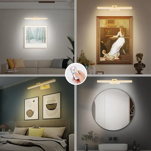 Vista 2 de Luz de imagen para pinturas funciona con pilas, iluminación artística inalámbrica, luz de arte recargable con control remoto y temporizador, lámpara