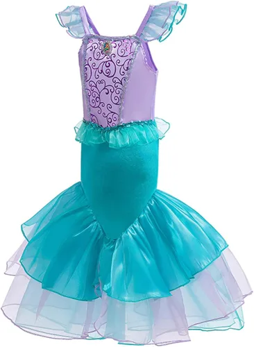 Vista 2 de Disfraz de sirena para niñas 2023, vestido de fiesta de princesa sirena
