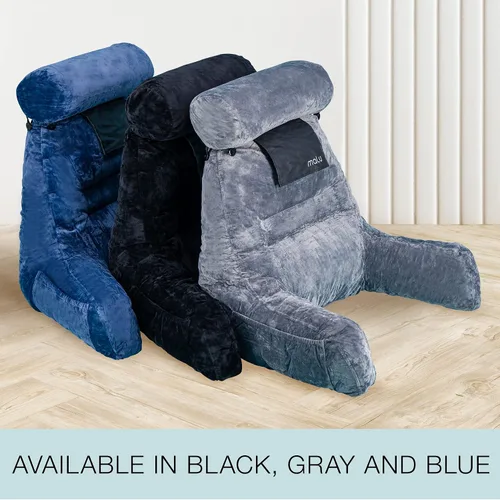 Vista 8 de malu Almohada de lectura extra grande – Almohada ergonómica – Almohada de espalda para cama + alfombrilla enrollable para soporte de cuello