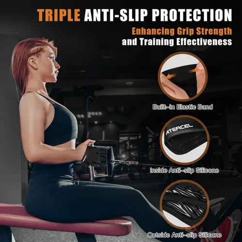 Vista 4 de ATERCEL Guantes de entrenamiento de gimnasio para hombres y mujeres, guantes de levantamiento de pesas con protección completa de la palma y agarre