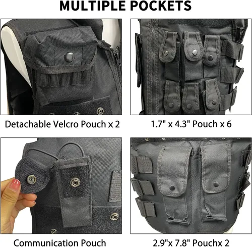 Vista 6 de Sutekus Chaleco táctico para paintball al aire libre Airsoft Game Combat Training & Costume