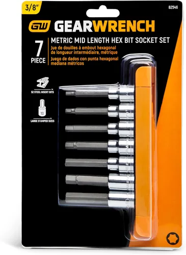 Vista 2 de GEARWRENCH 7 Pc. Juego de llaves de vaso hexagonal de longitud media de 3/8 pulgadas, métricas - 82546