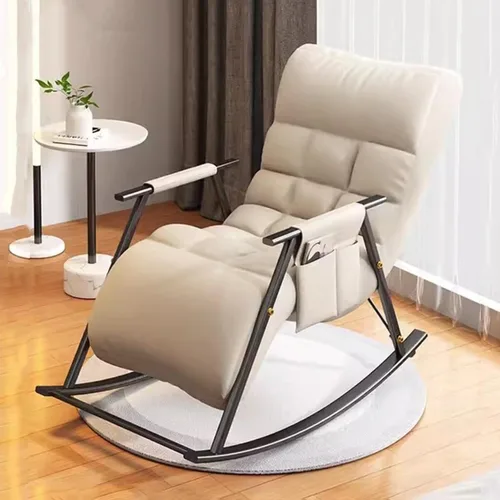 Vista 9 de Mecedora reclinable ajustable para balcón y patioSilla moderna para exteriores para sala de estar y ocio, muebles cómodos de relajación, marco