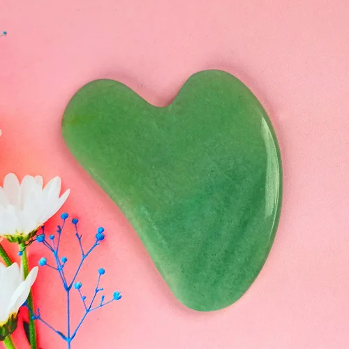 Vista 4 de Reiki Crystal Products Herramienta de masaje raspado de piedra Gua Sha de aventurina verde