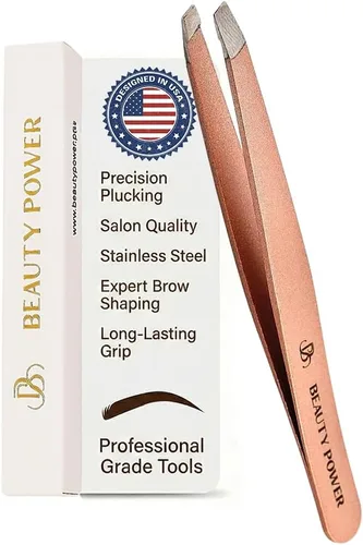 Vista 11 de Beauty Power Pinzas inclinadas de precisión profesional para mujeres, pinzas para hombres y mujeres, pinzas para cejas para cabello encarnado