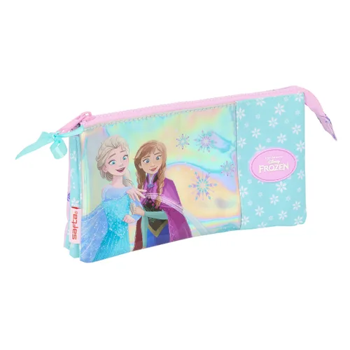 Vista 2 de Portatodo Triple Frozen Cool days Violeta Azul cielo 22 x 12 x 3 cm