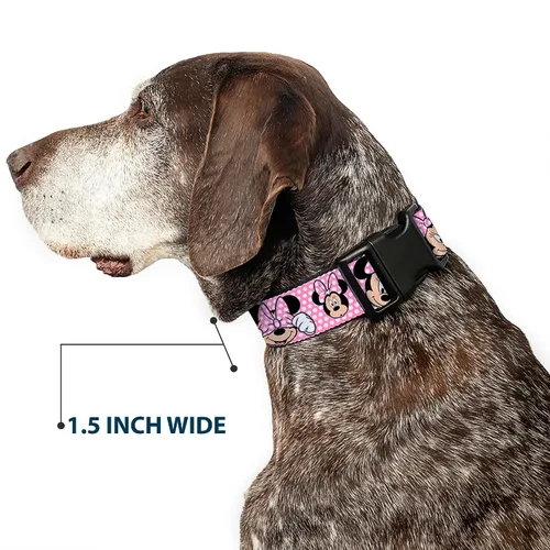 Vista 7 de Buckle-Down Collar de clip de plástico, Minnie Mouse Expressions Polka Dot Rosa/Blanco, 1 pulgada de ancho, se adapta a cuello de 9 a 15 pulgadas