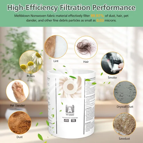 Vista 4 de Paquete de 20 bolsas de vacío 23743 VF3502 para aspiradoras Ridgid de 12 a Lote de 20 unidades.