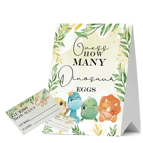 Vista 6 de Guess How Many Candies Baby Shower Games, paquete de 1 logotipo y 50 tarjetas, estrella y luna dorada, nube azul, letreros de baby shower, juego