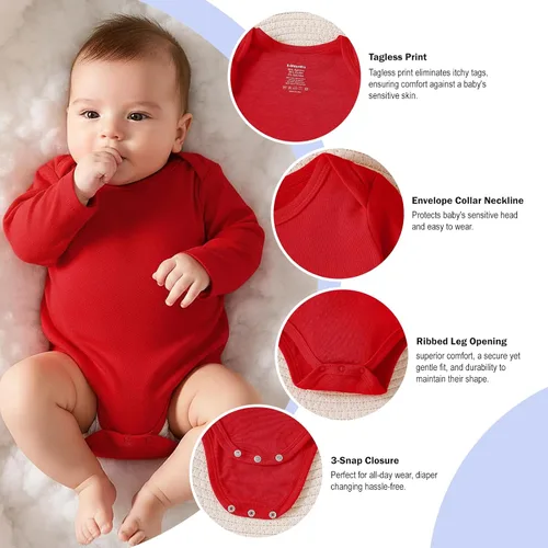 Vista 18 de DEFAHN Paquete de 2 mamelucos unisex para bebé, viscosa súper suave de bambú, unicolor de manga larga para bebés niños y niñas