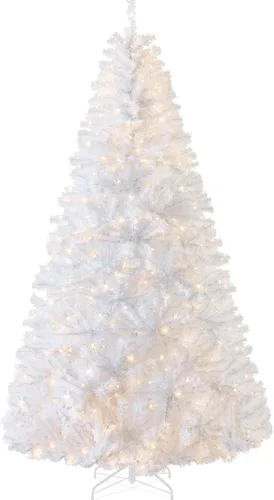 Vista 151 de Best Choice Products Árbol de Navidad azul bebé preiluminado de 6 pies, decoración navideña artificial completa con 947 puntas de rama, 250 luces