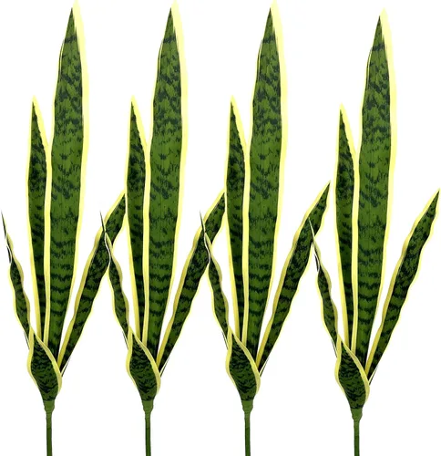 Vista 7 de Beebel 4 plantas artificiales Sansevieria de 30 pulgadas, plantas de serpiente, vegetación de plástico, planta de agave sintética perfecta