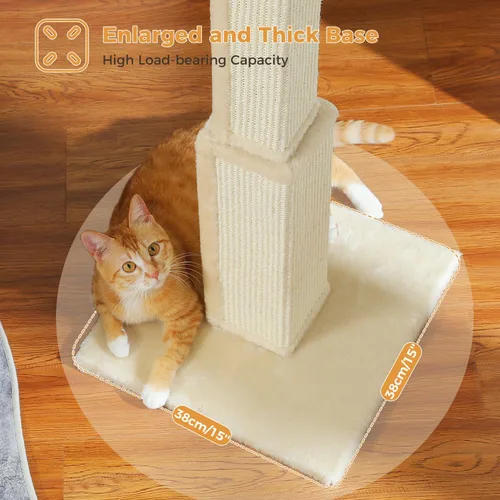 Vista 6 de PAWZ Road Poste Rascador Grande para Gatos de 32" de Alto, Poste Rascador para Gatos de Interior Adultos, Poste Rascador Definitivo con Sisal