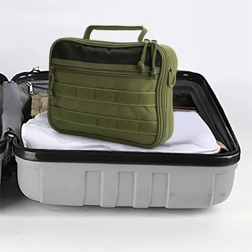 Vista 7 de SMONT Neceser de viaje para hombres con diseño de apertura completa de doble lado, organizador de artículos de aseo de viaje, kit Dopp, bolsa