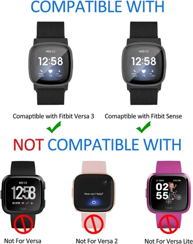 Vista 3 de Maxjoy Compatible con correas Fitbit Sense/Versa 3, correa de metal de acero inoxidable Versa3 con funda protectora compatible con reloj Fitbit