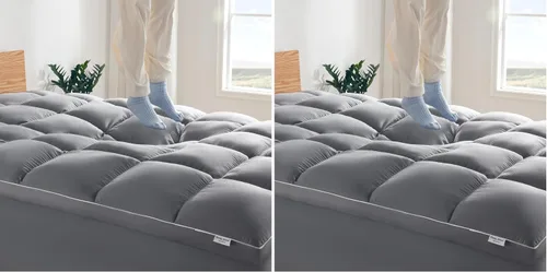Vista 10 de SLEEP ZONE - Cubrecolchón tamaño individual, funda de colchón extra gruesa para el dolor de espalda, funda de colchón mullida y de soporte