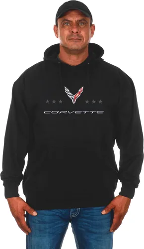 Vista 2 de JH DESIGN GROUP Sudadera con capucha Chevy Corvette C8 para hombre con la bandera estadounidense de 2 caras