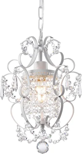 Vista 14 de Candelabro enchufable mini lámpara cromada 1 lámpara elegante lámpara de techo de hierro de cristal para dormitorio, baño, comedor, sala de estar