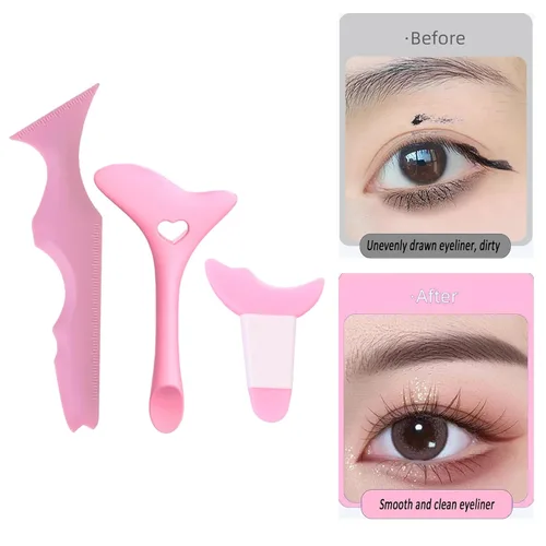 Vista 12 de 3 plantillas de delineador de ojos, protector de rímel, herramienta aplicadora de delineador de ojos de silicona, herramienta de maquillaje