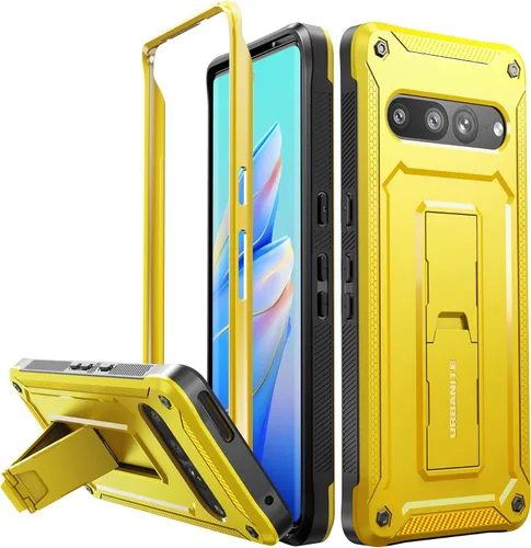 Vista 9 de URBANITE Funda protectora resistente a prueba de golpes para Google Pixel 7, de grado militar, con protector de pantalla y soporte (rosa)