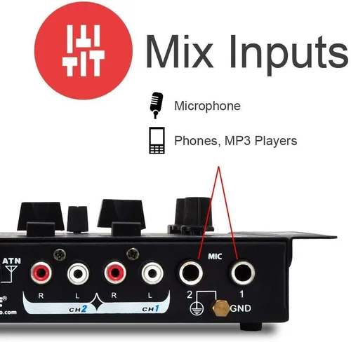 Vista 10 de Mezclador de audio DJ inalámbrico Pyle - Mezclador de sonido con controlador DJ compatible con Bluetooth de 3 canales, Mic-Talkover, lector USB
