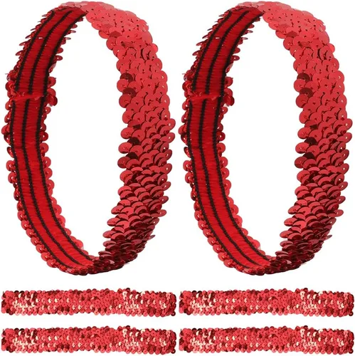 Vista 7 de GORGECRAFT 12 diademas de lentejuelas elásticas con purpurina elástica con purpurina a la moda, juego de accesorios para mujeres, deportes, bailes