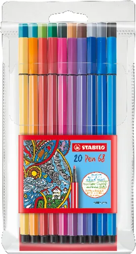 Vista 11 de STABILO Pen 68 - Bolígrafo con punta de fieltro de calidad premium, cartera de 6 colores de neón