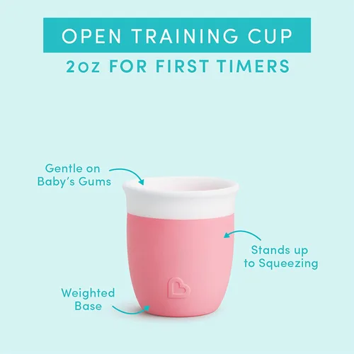 Vista 2 de Munchkin Taza de entrenamiento para sorber, taza pequeña de silicona abierta para bebés y niños pequeños de 4 meses de edad en adelante, 2 onzas