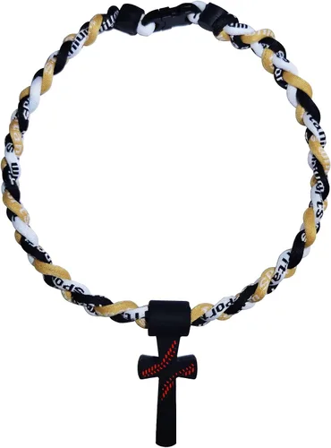 Vista 8 de Collar de cuerda de béisbol con cruz de silicona