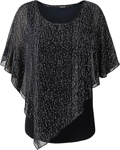 Vista 5 de Lotusmile Blusas elegantes de gasa tipo poncho para mujer 25 impresiones punto negro