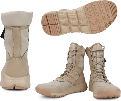 Vista 7 de Botas tácticas para hombre, ligeras, militares, de combate, impermeables, cómodas para el trabajo y la seguridad