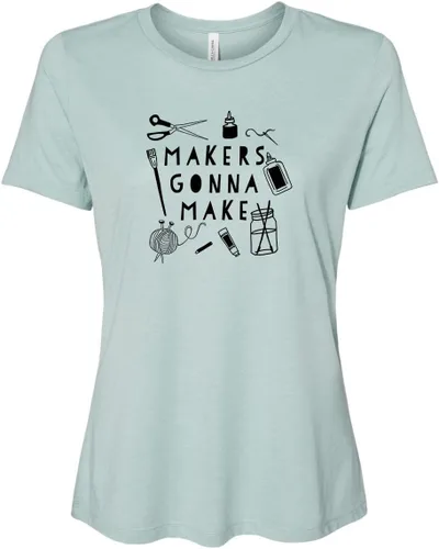 Vista 12 de Cute Women's Screen Printed Crew Neck Tee, Shirts With Sayings, Dusty Blue or Olive