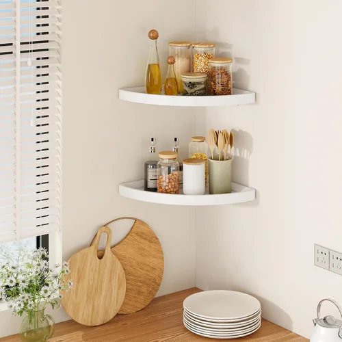 Vista 6 de YMYNY Set of Corner Floating Shelves for Wall Mount 12" White