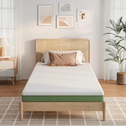Vista 21 de Colchón tamaño individual de 8 pulgadas, colchón con espuma viscoelástica de gel y resortes ensacados, parte superior europea de firmeza media, Negro