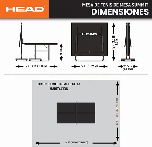 Vista 8 de HEAD Summit USA - Mesa de tenis de mesa para interiores, red de grado de competencia, fácil de instalar en 10 minutos, mesa de ping pong con modo