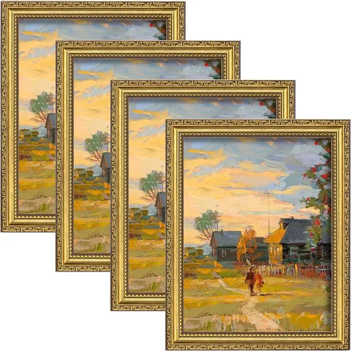 Vista 68 de eletecpro 8x10 Vintage Picture Frame, Glass Cover, Gold, 4-Pack Dorado