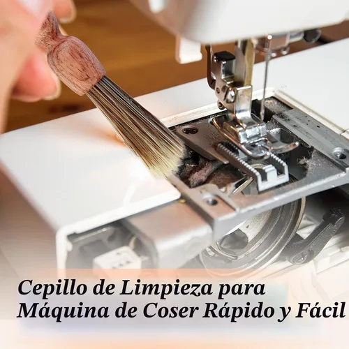 Vista 5 de Savina Cepillo de limpieza para máquinas de coser y sergers - Herramienta de coser, cepillo de pelusa de madera con una correa para colgar