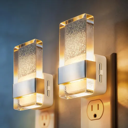 Vista 17 de DORESshop Luces nocturnas LED enchufables a la pared, luz nocturna regulable de 3 niveles, luz nocturna decorativa de burbujas, sensor de atardecer