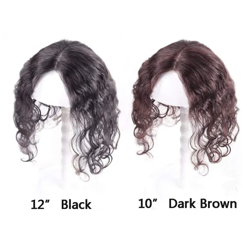 Vista 4 de Corona de cabello humano real rizado para mujer, 3 x 4 pulgadas, mono, 10 pulgadas, negro natural