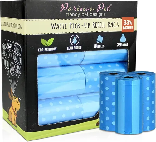 Vista 27 de Parisian Pet Bolsas ecológicas para excrementos de perro, 8 rollos, 20 bolsas por rollo, sin perfume, a prueba de fugas, perfectas para limpiar Casa