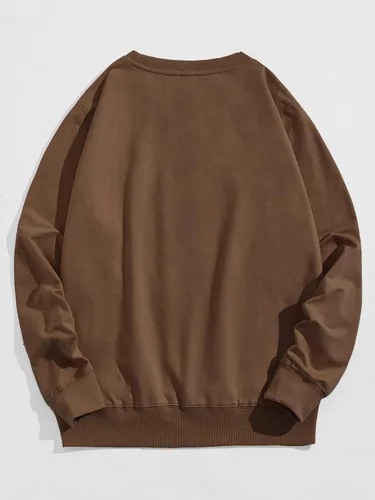 Vista 2 de WDIRARA Sudadera de manga larga con cuello redondo y estampado gráfico de dinosaurios de dibujos animados para hombre