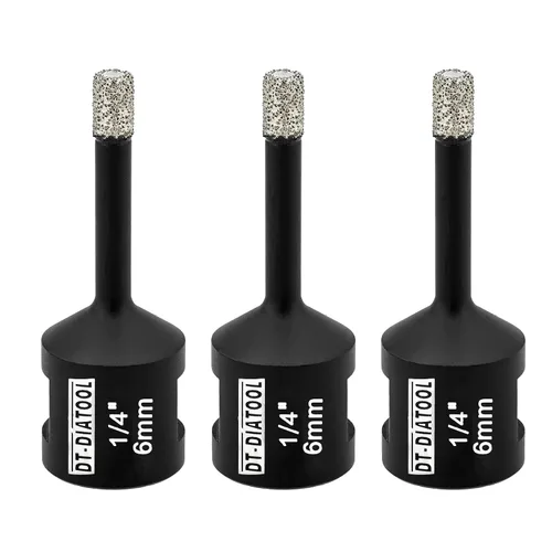 Vista 8 de DT-DIATOOL Broca de núcleo de diamante de 1/4 pulgada con hilo 5/8"-11 de vacío soldado para baldosas de porcelana, cerámica, gres, mármol, granito